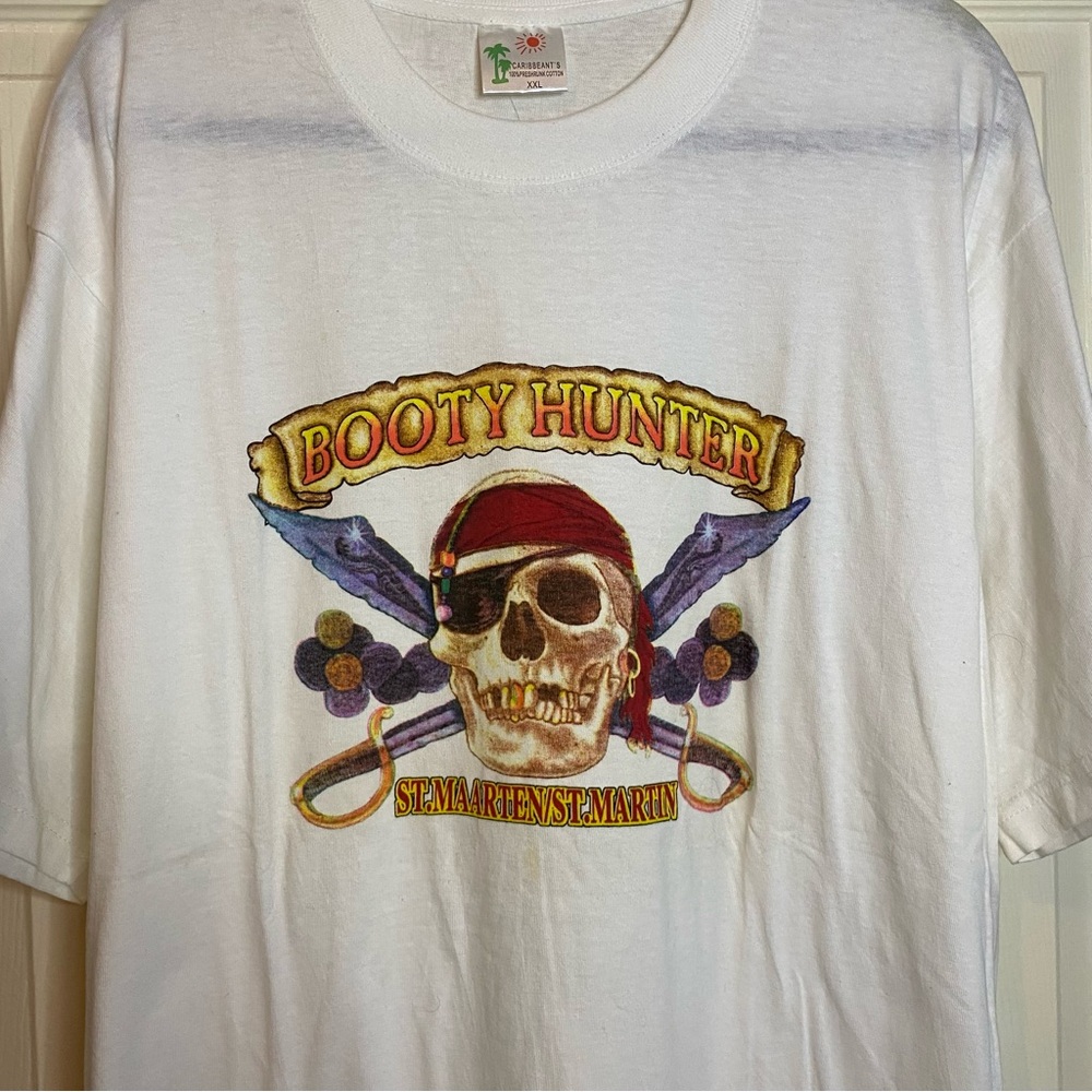 Vintage 90s Pirate Booty Hunter St.Marteen St.Martin Spring Break Souvenir Tee